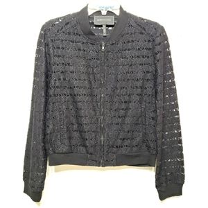 BCBG MaxAzria Black Lace Zip Jacket